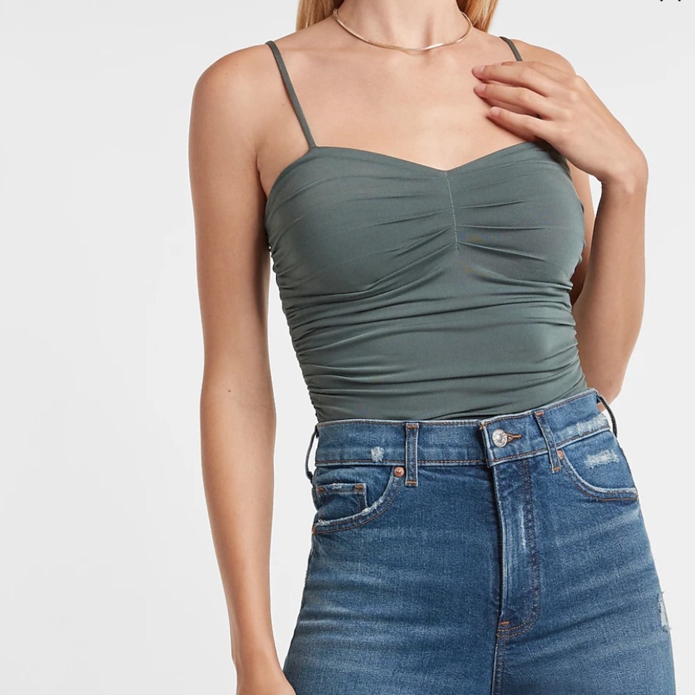 Express Body Contour Silky Ruched Thong Bodysuit